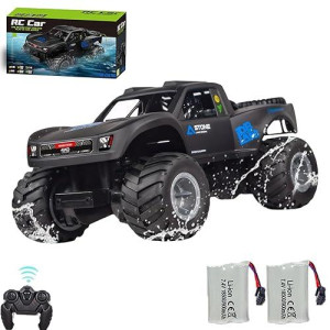 Ranfly Rc Trucks 4X4 Offroad Waterproof, 1:16 Amphibious Remote Control Car With 2 Rechargeable Battery, 4Wd All Terrain Monster Truck Rc Car For Boys 4-7