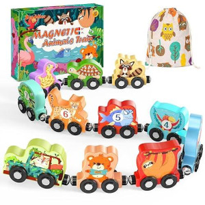 Zeoddler Toys For Toddlers, 11 Magnetic Wooden Animals Train Set, Montessori Toys For Toddlers, Learning Activities, Sensory Toys For Kids, Birthday Gifts For Boys, Girls