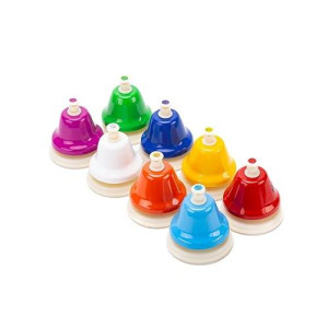 Celemoon Desk Bells For Kids - 8 Note Colorful Metal Handbells Set With Handle - Educational Teaching And Learning Kids Instruments - Musical Toys For Children Toddler Baby