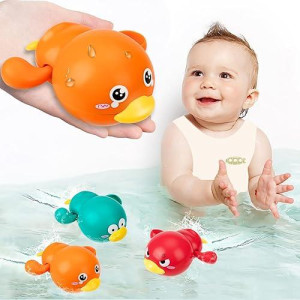 Bath Toys, Swimming Duck Baby Bath Toys For Toddler 1-3, Water Pool Floating Wind Up Toys For 1 Year Old Boy Girl Gifts, Infant Toddlers Kids Bathtub Toys, 3 Pack