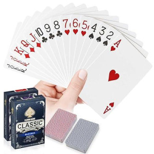 Wugauwor Plastic Waterproof Playing Cards,2 Decks,Red And Blue,Premium Professional Poker Cards,Bridge Cards,Standard Index For Blackjack, Canasta Card Game