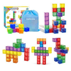 Caferria 1.38 Inch Magnetic Blocks Toddler Toys, 30Pcs Translucent Building Blocks Building Toys For Ages 2-4 5-7, Preschool Stem Magnet Sensory Montessori Toys For 2 3 4 5 6 Year Old Boys Girls