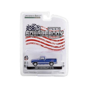 Collectibles 1987 Chevy C-10 Pickup Truck Blue Squarebody Usa Limited Edition To 3024 Pieces Worldwide 1/64 Diecast Model Car By Greenlight 51489