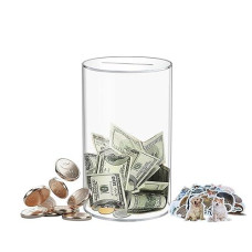 Totola Clear And Unopenable Piggy Bank, Transparent Money Box For Cash Savings, Must-Break-To-Open Acrylic Coin Bank Change Jar For Real Money, Birthday Gifts For Kids & Adults (Cylindricity, Small)