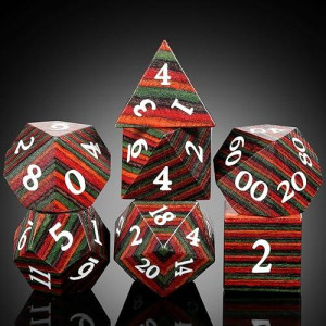 Wooden D&D Dice, Dndnd Technical Wood Dnd Die Set With Gift Case For Dungeons And Dragon Tabletop Games (Technical Wood)