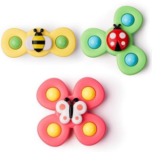 Likee Strong Suction Cup Fidget Spinnerz Sensory Bath Toys For Baby 12 18 Months Airplane Car Travel Table & Window Toys For 1 2 Year Old Toddler Boys And Girls (Insect-1)