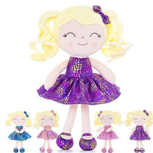 Gloveleya Soft Dolls Plush Figure Skin Glitter Purple Dress Baby Doll Gift 12Inches