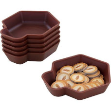 Feldherr Shell Expansion Pack - 6 Single-Colored Token Trays For Board Game Accessories, Tokens, Meeples And Other Small Items, Color:Brown