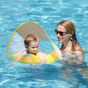 Baby Pool Float With Canopy Infant Pool Float For Swim Baby Float With Upf50+ Sun Protection Canopy Baby Swimming Floaties For 3-6Month Adjustable Swim Floaties For Baby 6-12Month,Toddler Floaties1-3