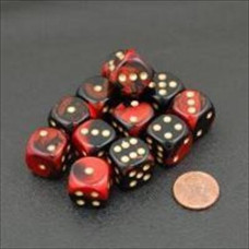 26633 D6 Cube Gemini Set Of 12 Dice44 16 Mm Black Red With Gold Numbering