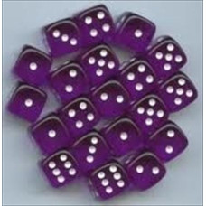 23807 12 Mm Set Of Purple With White Translucent D6 Dice Set Of 36