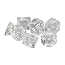 Cube Polyhedral Die44 Translucent Clear White Set Of 7