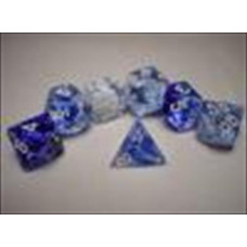 27466 Nebula Dark Blue White Numbers Dice Set Of 7