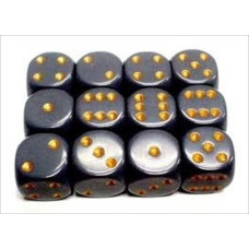 25620 Opaque Dark Grey With Copper 16 Mm Six Sided Dice Set Of 12