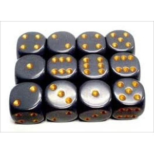 25620 Opaque Dark Grey With Copper 16 Mm Six Sided Dice Set Of 12