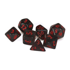 Cube Polyhedral Die44 Translucent Smoke Red Set Of 7