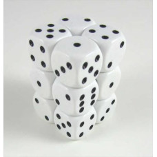 25601 Opaque White With Black 16 Mm Six Sided Dice Set Of 12