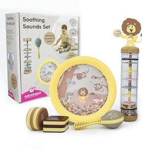 Edushape Soothing Sounds Gift Set Baby Musical Instruments Toddler Music Set Includes Hand Drum Rain Stick Shakers Mara