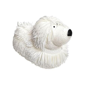 Zugar Land Soft Shaggy Puffer Dog Toy (1 White) (8" X 5") Filled With Air For A Fun Squishy Stretchy Fidget Experience. Blue, Pink, White. (1 White)