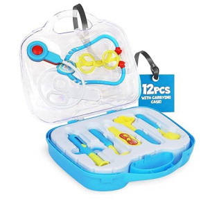 Playkidiz Doctor Play Set - 8-Pcs Toddler Doctor Kit Set With Stethoscope, Syringe, Glasses, Scissor, And More - Cute Play Doctor Set For Kids - Pretend Play Kids Doctor Kit For Toddlers 3-5 +