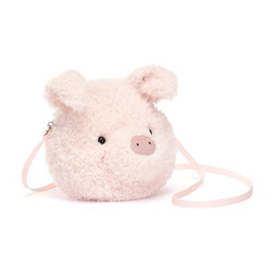 Jellycat Little Pig Plush Bag, 7.5 Inches | Crossbody And Shoulder Purse | Fun And Unique Handbag