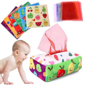 Yogingo Baby Toys 6 To 12 Months - Tissue Box Toy Montessori For Babies 6-12 Months, Soft Stuffed High Contrast Crinkle Infant Sensory Toys, Boys&Girls Kids Early Learning Gifts