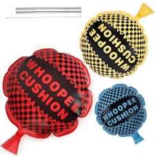 Poplay 3Pcs Whoopee Cushions, 3 Colors Fun Toys Fart Pillow Prank Toys For Novelty Party Favors Kids (10,8,6 Inch)