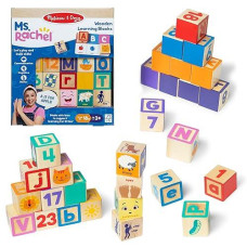 Ms Rachel Melissa Doug Letter Number And Game Wooden Learning Blocks With Activity Cards For Girls And Boys Toddlers Ages 1