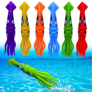 Haktoys Squids Dive & Swim Sinking Pool Toy Set For Kids: Practice Diving And Swimming, Underwater Multicolor Sinking Squids (Set Of 6 Pieces)