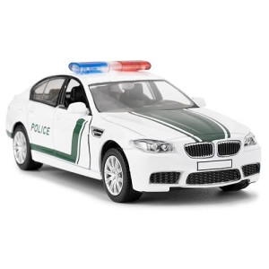 Bdtctk 1/36 Scale Bmw M5 Police Car Model, Zinc Alloy Die-Cast Pull Back Vehicles Kid Toys For Boy Girl Gift