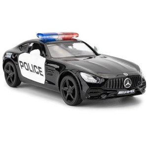 Bdtctk 1/36 Scale Benz Amg Gts Police Car Model, Zinc Alloy Die-Cast Pull Back Vehicles Kid Toys For Boy Girl Gift