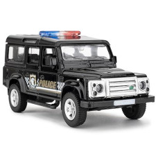 Bdtctk 1/36 Scale Land Rover Defender Police Car Model, Zinc Alloy Die-Cast Pull Back Vehicles Kid Toys For Boy Girl Gift