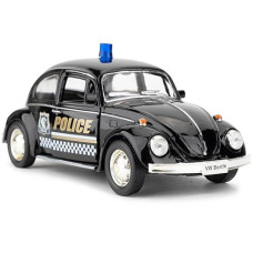 Bdtctk 1/36 Scale Volkswagen Beetle Police Car Model, Zinc Alloy Die-Cast Pull Back Vehicles Kid Toys For Boy Girl Gift