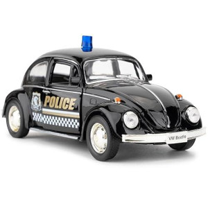 Bdtctk 1/36 Scale Volkswagen Beetle Police Car Model, Zinc Alloy Die-Cast Pull Back Vehicles Kid Toys For Boy Girl Gift