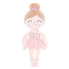 Gloveleya Baby Doll Ballerina Doll Girl Gift Ballerina Plush Soft Doll Colorful Haze Gold Ballet Series-Pink 13 Inch With Gift Box