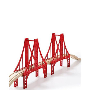 Sainsmart Jr. Wooden Train Set Accessories, Double Suspension Bridge Set, Compatible With Brio, Thomas, Melissa And Doug