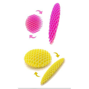 Fidget Toys ， Fidget Worm Toy,Stress Relief Fidget Toys For Kids&Adults,Elastic Mesh Toys,Sensory Slug Fidget Toy,Resistance Fidget Toys,Anxiety Relief Toys (Pink+Yellow)