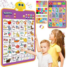 Alphabet Wall Chart, Talking Abc, Music Poster, Kids Learning Toys For Toddlers 2-4, Interactive Educational Toddler Montessori Toys, Birthday Gifts For Age 1 2 3 4 5 Year Old Girls Boys - Purple