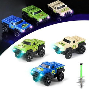 Save Unicorn Tracks Cars Replacement Only,Track Cars For Tracks Glow In The Dark, Car Tracks Accessories With 3 Flashing Led Lights, Compatible With Most Car Tracks For Kids (3Pack)