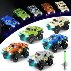 Save Unicorn Tracks Cars Replacement Only,Track Cars For Tracks Glow In The Dark, Car Tracks Accessories With 3 Flashing Led Lights, Compatible With Most Car Tracks For Kids Boys Girl(5Pack)