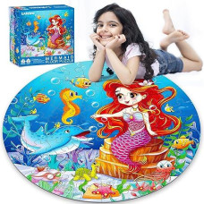 Mermaid Floor Puzzles For Kids Ages 4-6 | 70 Pieces Large Jigsaw Puzzles Mermaid Toys For Girls 4-8 | Educational And Learing Mermaid Gifts For Girls