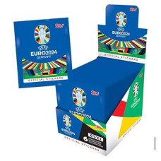 Topps Official Euro 2024 Sticker Collection - Full Box (100 Packets). 6 Stickers Per Packet (600 Stickers)