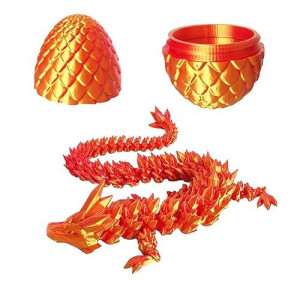 Yanzhe 3D Printed Dragon Egg, 3D Printed Articulated Dragon Eggs With Dragon Inside, Crystal Dragon Fidget Toy, Adults Fidget Toys, Mystery Dragon Egg For Autism And Adhd（Laser Red Mini）