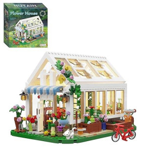 Flower House Building Set Toy With Led Light,Gifts For 6+ Boys Girls Adult,Compatible With Lego(688 Pieces)