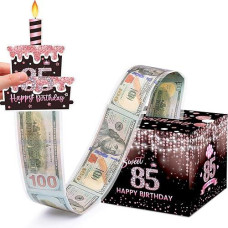 Meiidoshine Sweet 85Th Birthday Money Box For Cash Gift, Surprise Pull Out Money Gift Box With 100Pcs Transparent Bags - Fun Ways To Give Cash As A 85Th Birthday Gift For Family