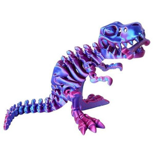 Funisfun 3D Printed Dragon With Articulated Bones For Adult, 3D Printed Dinosaur Fidget Toys Decor For Stress Relief (Blue-Purple, 1P)