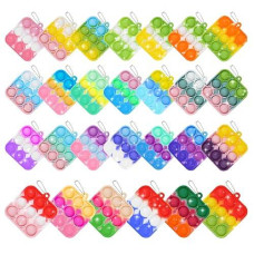 30Pcs Party Favors For Kids,Bulk Fidget Toys, Birthday Party Toys, Small Classroom Prizes Box Fidgets Toys For Kids Toddlers Adult, Goodie Bag Stuffers, Treasure Chest, Bubbles Poppers (Square)