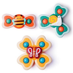 Likee Strong Suction Cup Fidget Spinnerz Sensory Bath Toys For Baby 12 18 Months Airplane Car Travel Table & Window Toys For 1 2 Year Old Toddler Boys And Girls (Snail)