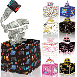 Birthday Money Box For Cash Gift Pull, Surprise Money Roll Gift Box With Pull Out Card And 30 Transparent Bags Diy Set, Funny Ways To Give Money As Gift For Parents, Lovers, Friends (Game)