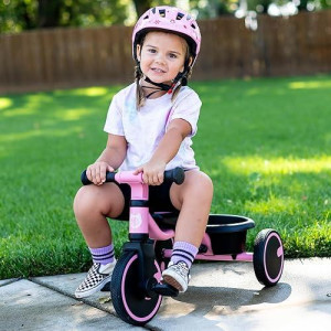 67I Toddler Tricycle Kids Tricycle For Toddlers 1.5+ Years Olds Boys Girls Kids Trikes Tricycle Toddlers Kids Baby Bikes For 18 Month To 3 Years With Adjustable Seat And Storage Basket （Pink